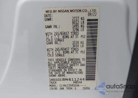 2023 Nissan Frontier Sv 4X2 from USA, damaged, VIN 1N6ED1EJ8PN611244